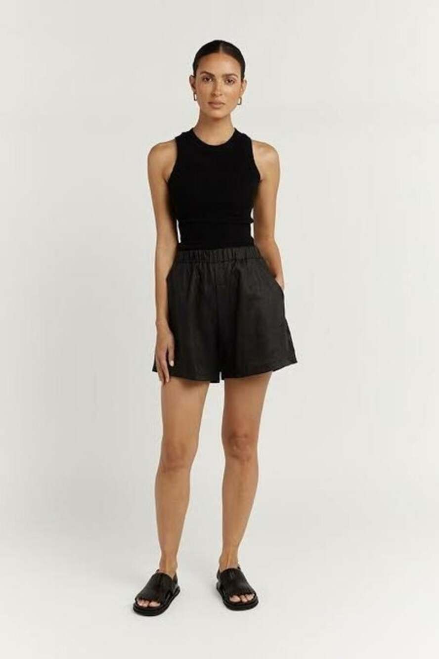 DISSH Black Linen Shorts with Pockets - 6